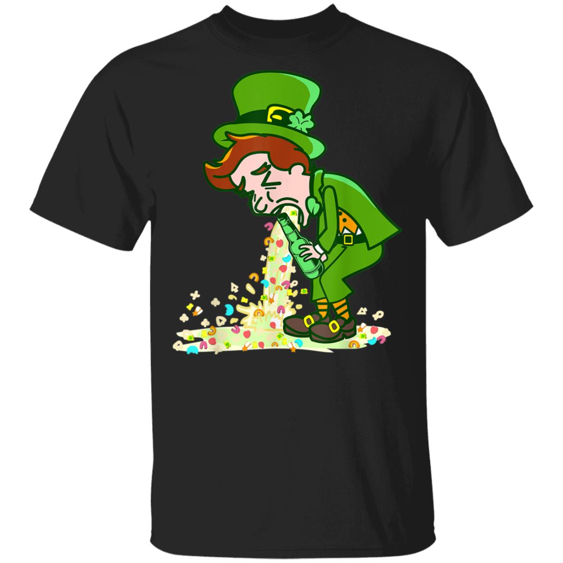 Funny St Patricks Day Drunk Leprechaun Puking Drinking Party T Shirt Amazetees 4061