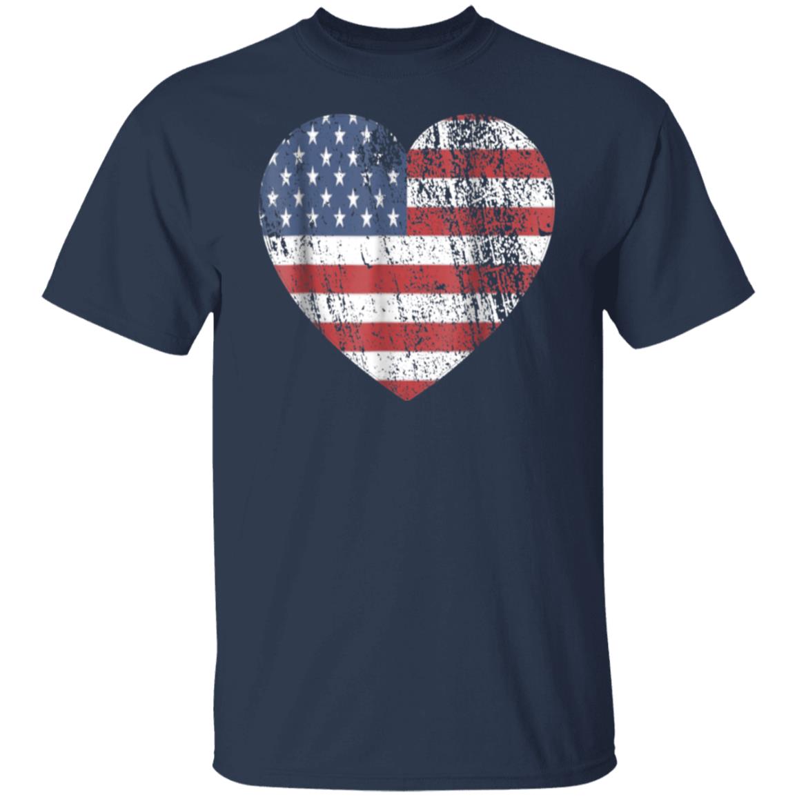 Womens 4th of July Shirts Heart Flag Top - Amazetees