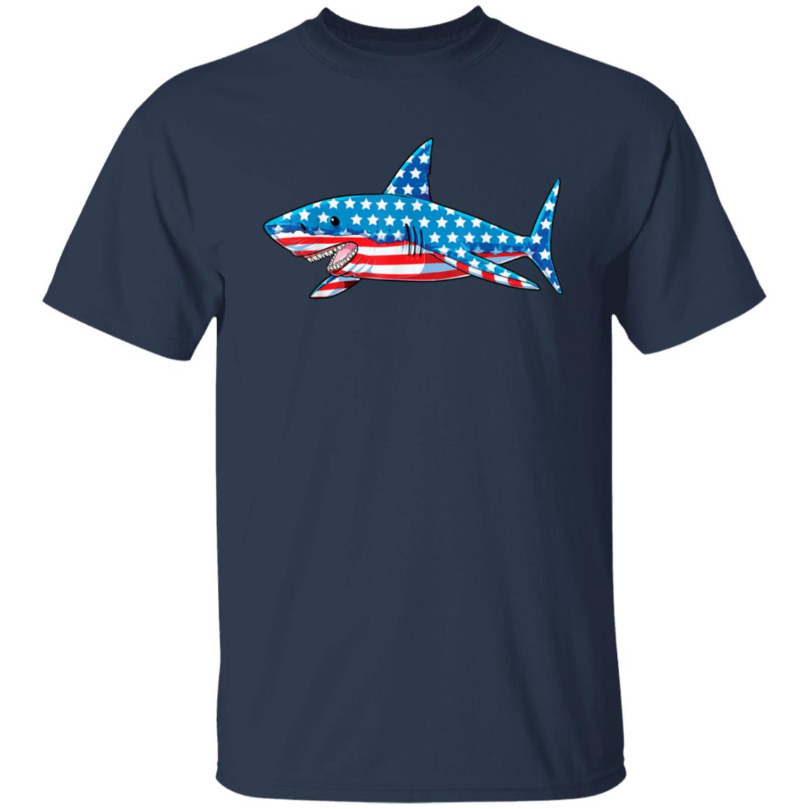 Shark 4th of July American Flag Boys Kids Men Jawsome Youth T-Shirt