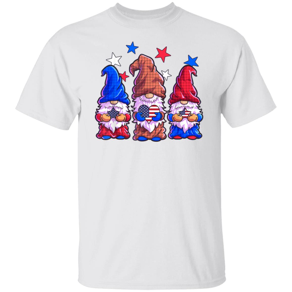 Gnomes 4th Of July White Shirt Women Girls American Flag Stars Shirt