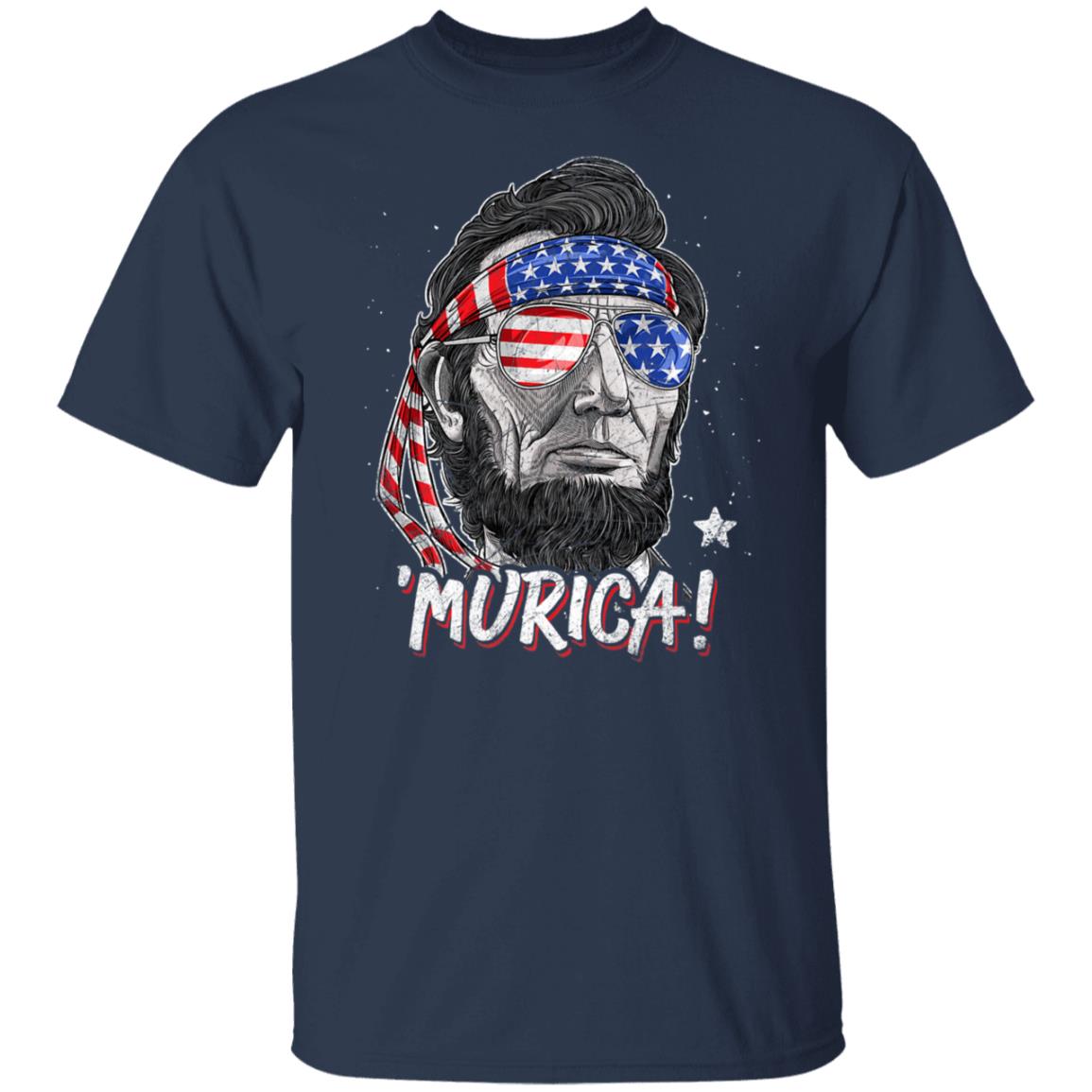 Merica Abe Lincoln T shirt 4th of July American Flag Murica