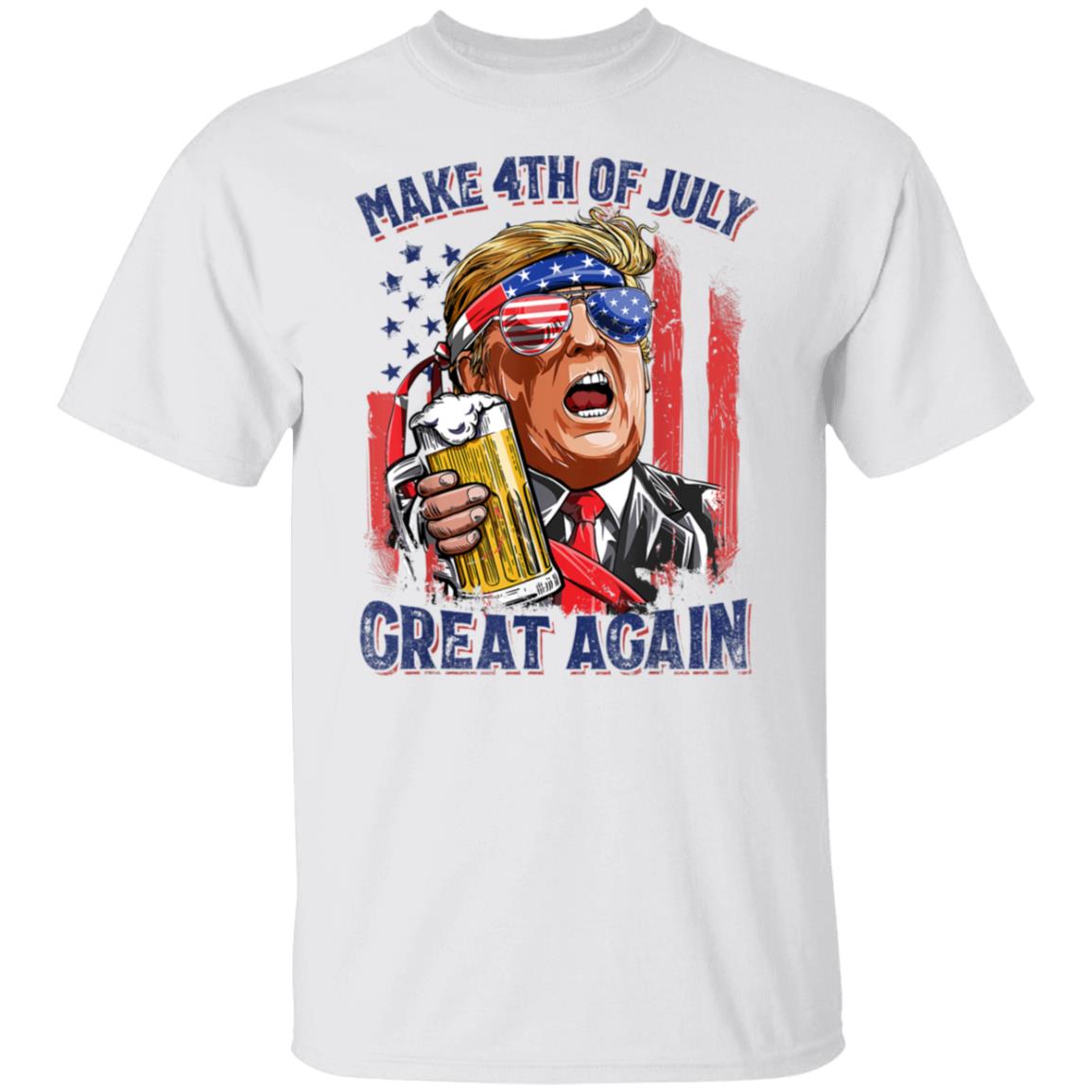 Make 4th of July Great Again Funny Trump Men Drinking Beer T-Shirt