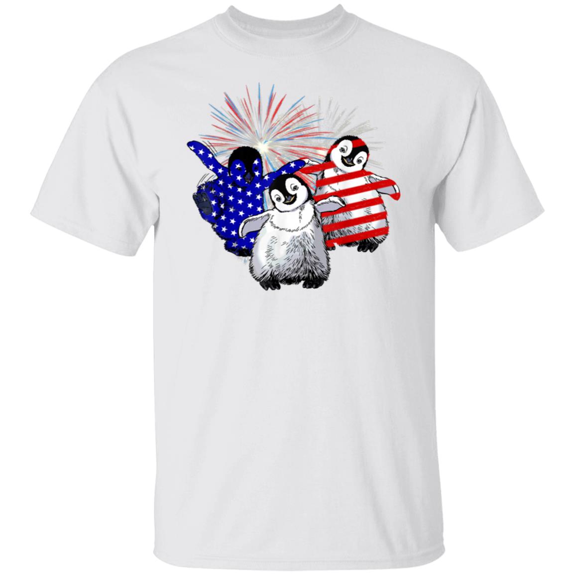 Red White Blue Penguin Fireworks 4th Of July Shirt Gifts