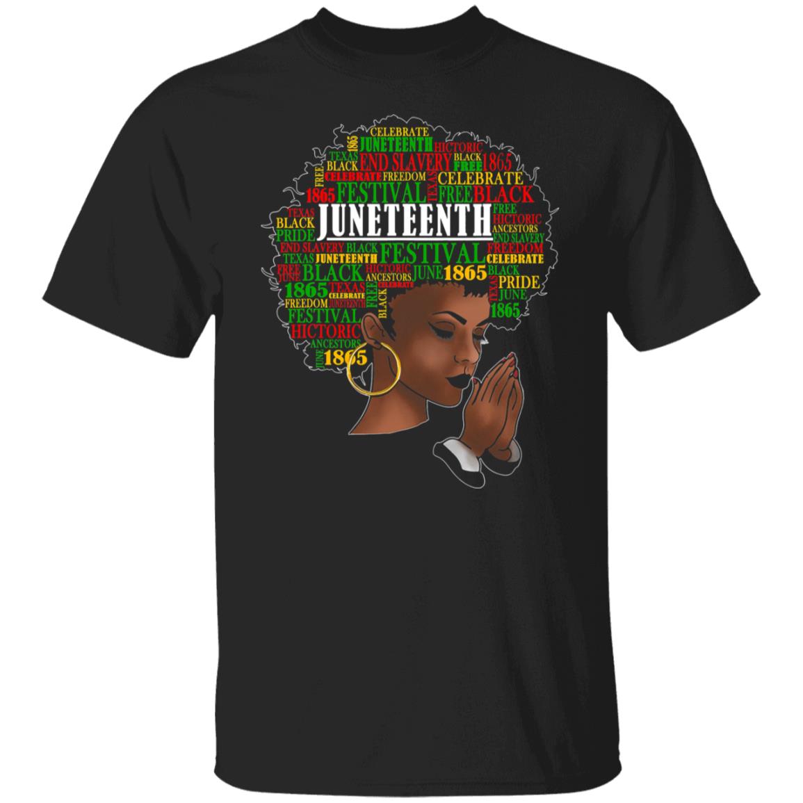 Juneteenth Melanin Black Women Natural Hair Afro Word Art Shirt