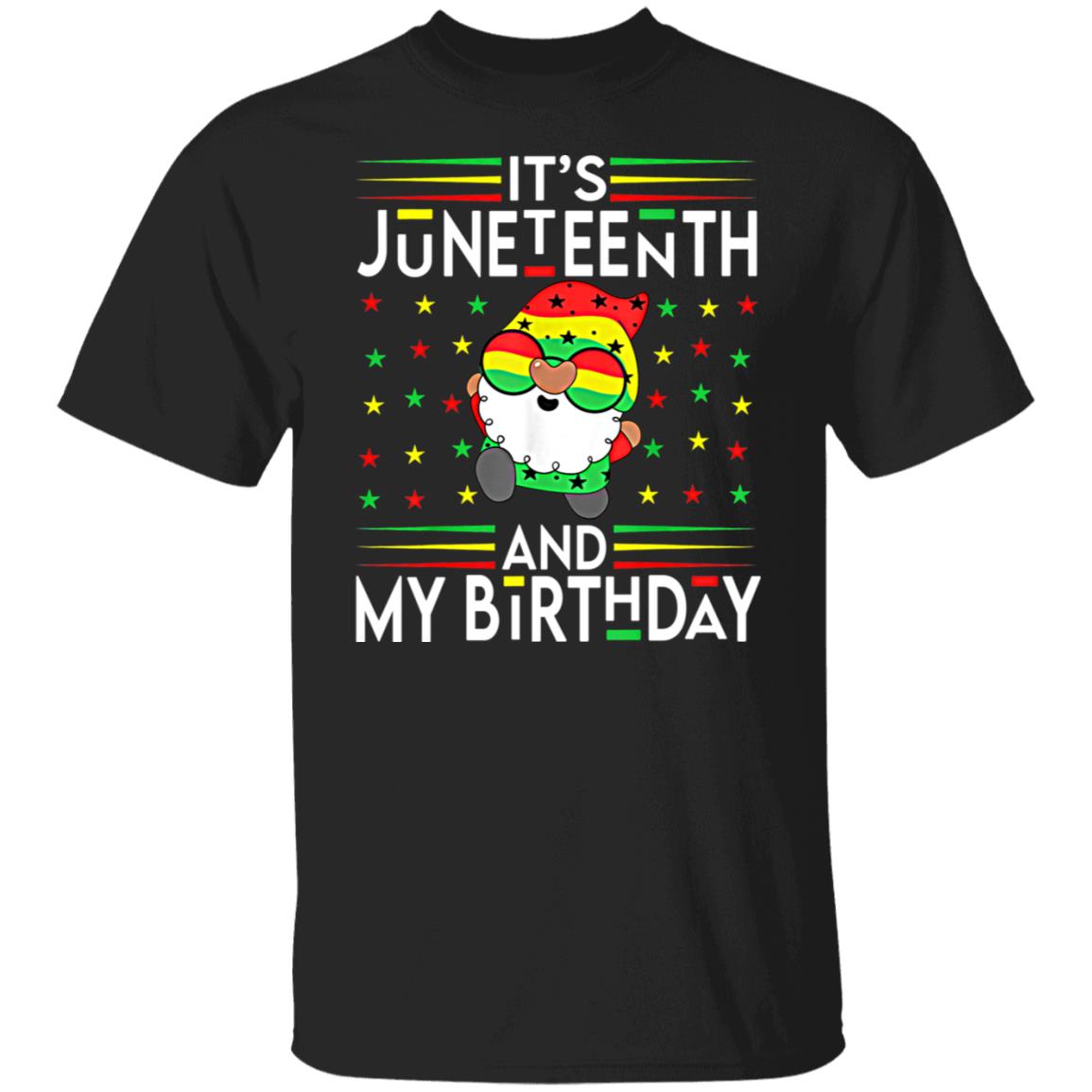 Juneteenth Birthday Gnome African American Black Gnome T-Shirt - Amazetees